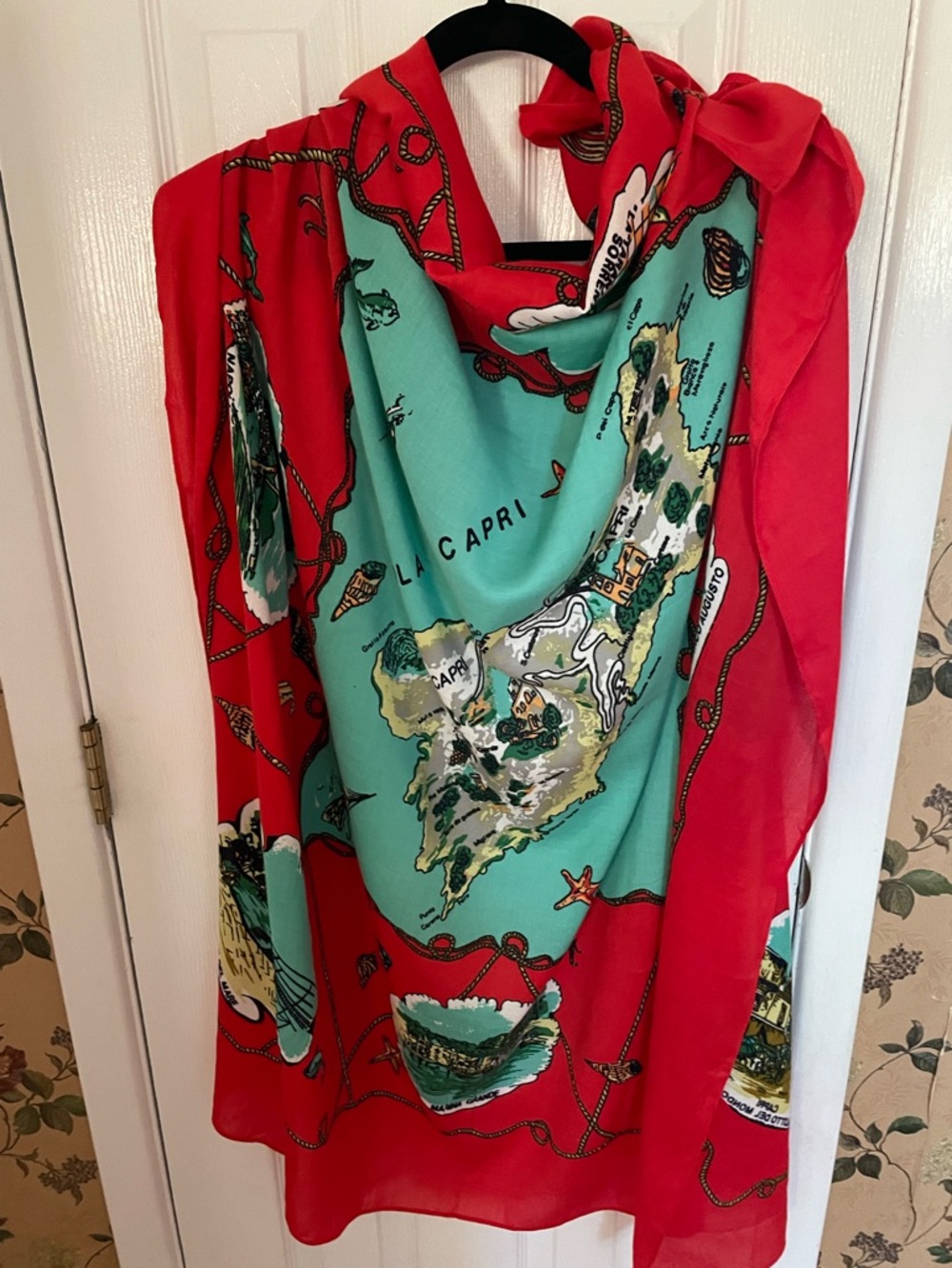 J. Crew Mediterranean map pattern large Scarf